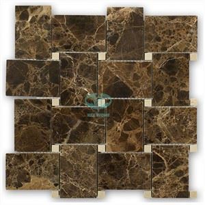 Dark Emperador Marble Basketweave mozaīka