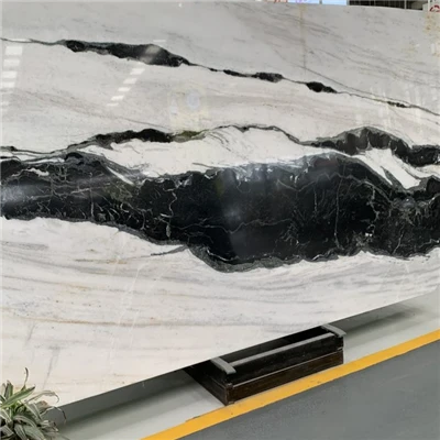 Panda balta marmora sienas plāksne grīdas flīzēm